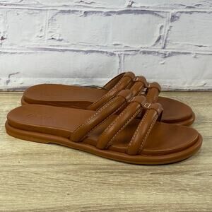 Olukai Tiare Slide Fox Brown Leather Sandals Women's Size 9 NEW